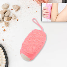 Soft silicone bath brush with dual sides for deep cleansing and exfoliation.