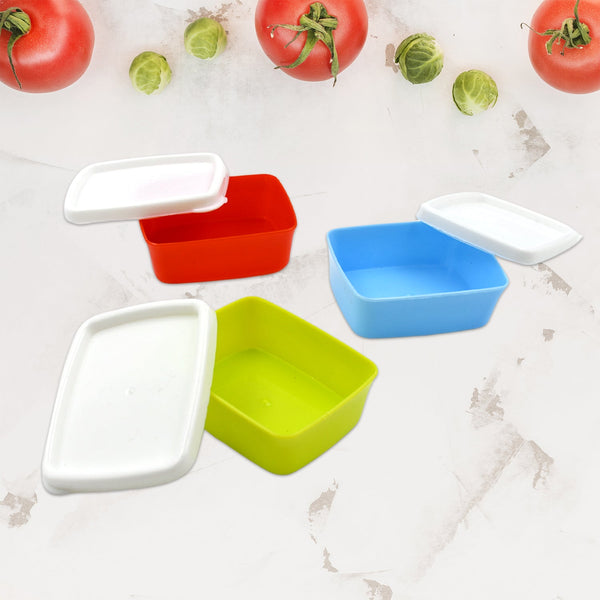 Plastic Airtight Containers Set, Small Plastic Container Set, Rectangular Plastic Food, Pickle, Fridge Containers Multicolor Kitchen Storage Container (3 Pcs Set)