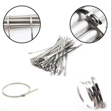 Stainless Steel Cable TIE Used for Solar, Industrial and Home Improvement Multipurpose HIGH Strength, Self-Locking Zip Ties, Multi-purpose Tie, Portable Rustproof 100Pcs Wide Application Zip Tie Set for Building (4.6x100MM /  100 pcs Set)