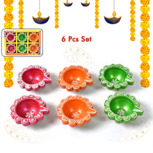 Decorative Hand Painted Clay Puja Diya for Diwali Handmade Diya (6 Pcs Set)