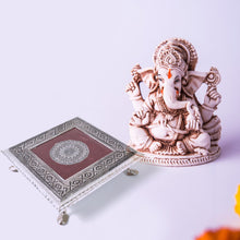 Silver - Square Pooja Chowki Patla / Bajot (20×20 CM / 1 Pc)