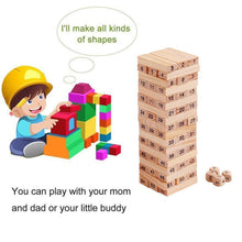 54 Pcs Blocks 4 Dices Wooden Tumbling Stacking Building