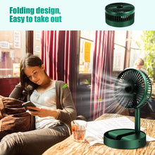 Height-adjustable fan with foldable design.