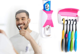 Toothpaste dispenser with toothbrush included